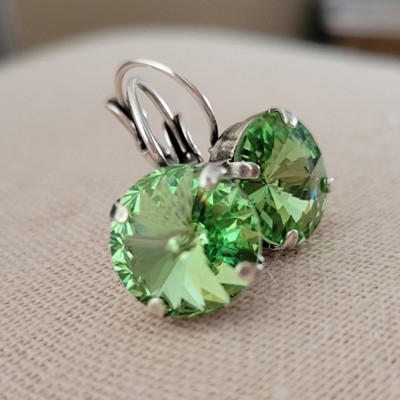 Austrian Crystal Earrings in Antique Silver - Picture 3 of 8